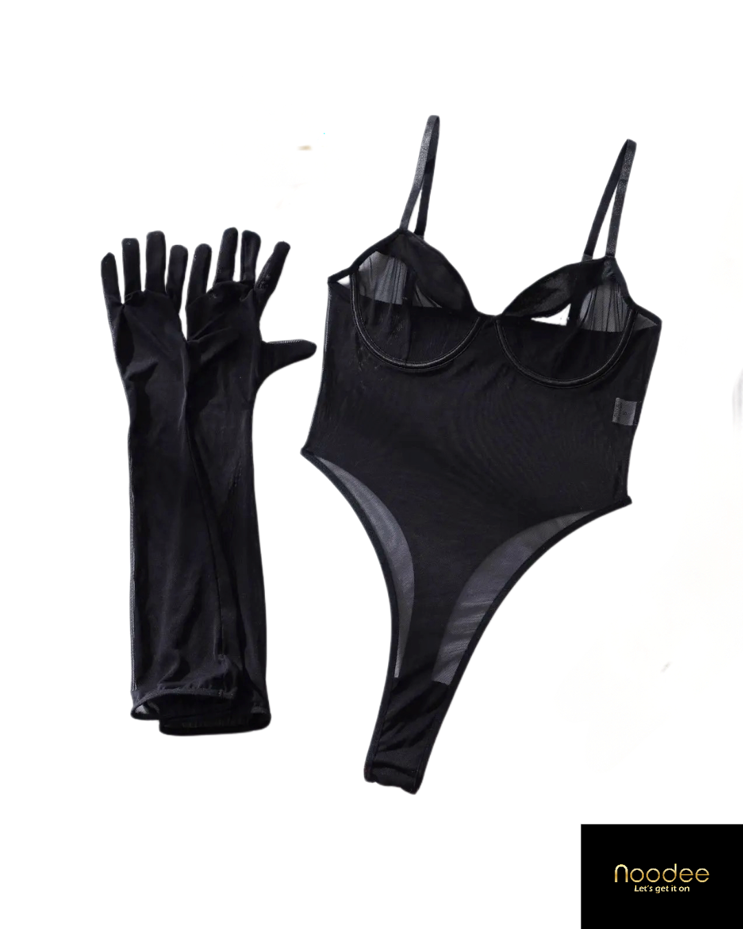 The Velvet Seducer Bodysuit with gloves